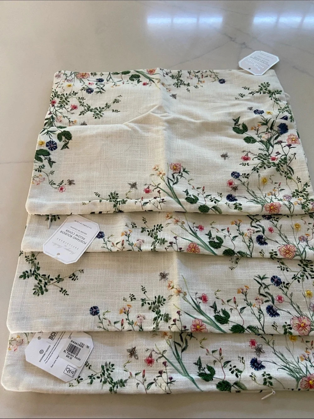 Pottery Barn Cream Floral Embroidered pillow covers - Set of 4